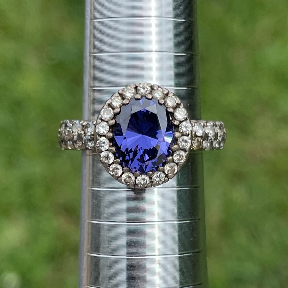 Cubic Zirconia 925 Silver-Plated Ring Size 8.75